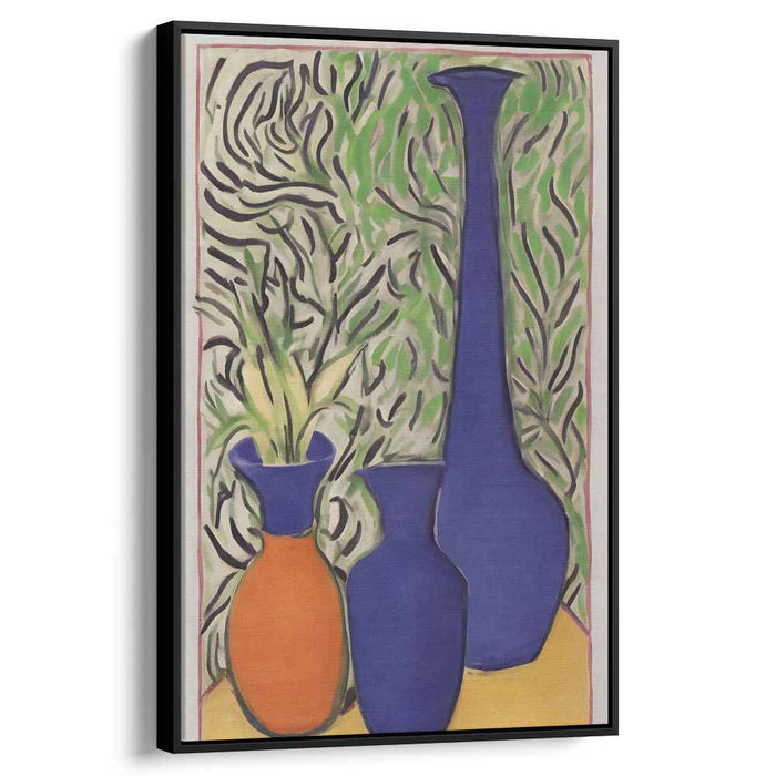 Vibrant Trio: Modern Still Life with Blue and Orange Vases