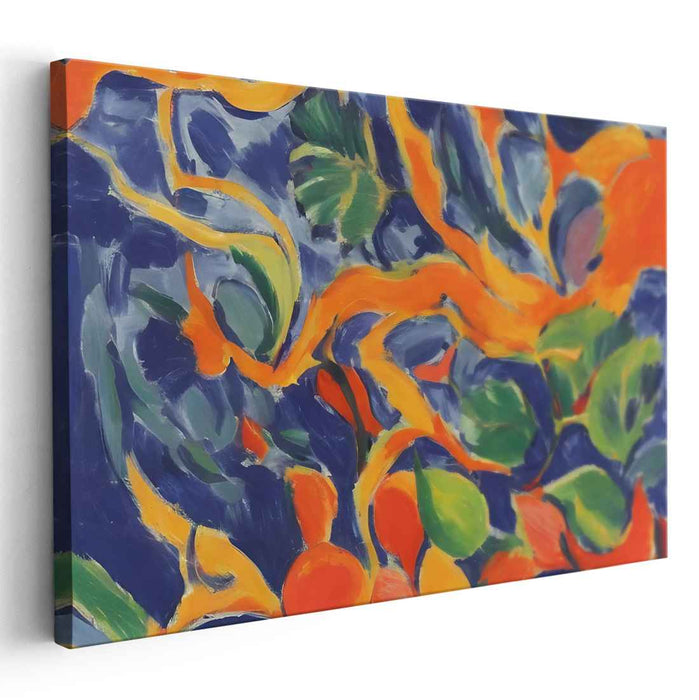 Tangential Emotions: Abstract Expressionist Orange and Blue Canvas Art Print