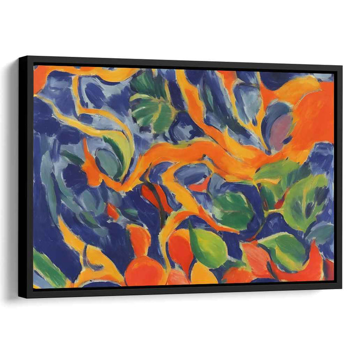 Tangential Emotions: Abstract Expressionist Orange and Blue Canvas Art Print