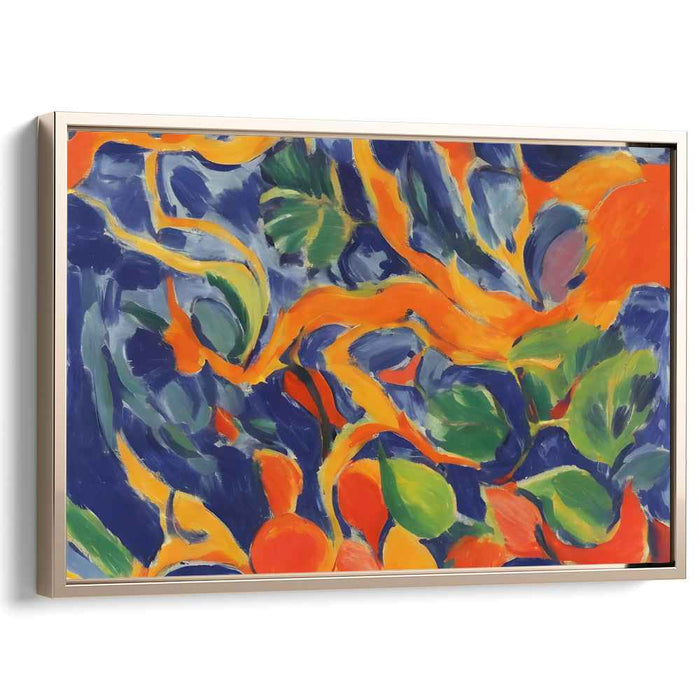 Tangential Emotions: Abstract Expressionist Orange and Blue Canvas Art Print