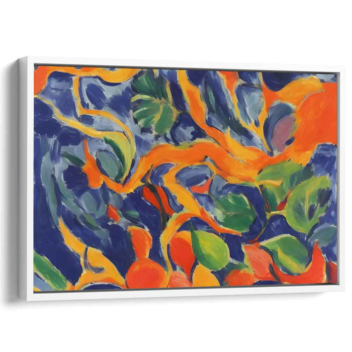 Tangential Emotions: Abstract Expressionist Orange and Blue Canvas Art Print