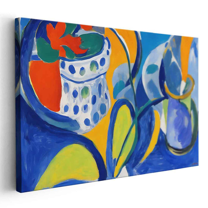 Luminous Curves: Abstract Expressionist Dance of Color Canvas Art