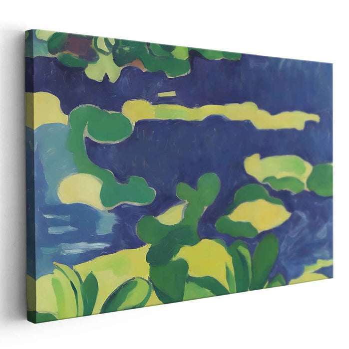 Glimmering Lily Reflections: Luminous Lily Pond Canvas Art