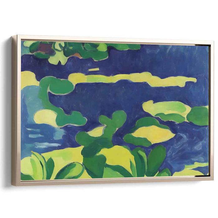 Glimmering Lily Reflections: Luminous Lily Pond Canvas Art