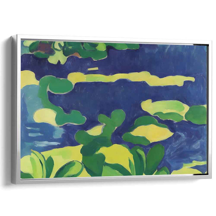 Glimmering Lily Reflections: Luminous Lily Pond Canvas Art