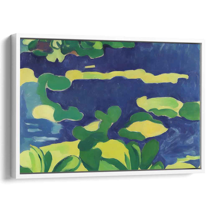 Glimmering Lily Reflections: Luminous Lily Pond Canvas Art