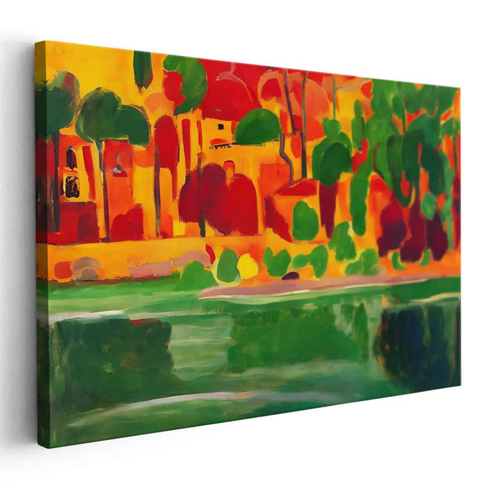 Color Flare Daybreak: Abstract Fauvist Landscape Canvas Art Print