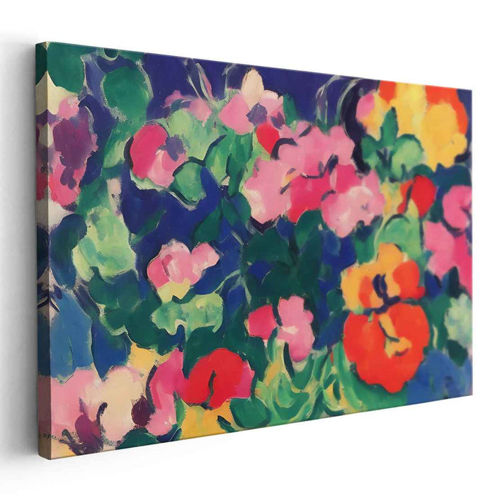 Luminous Wildflower Tapestry: Vibrant Fauvist Garden Canvas Art Print