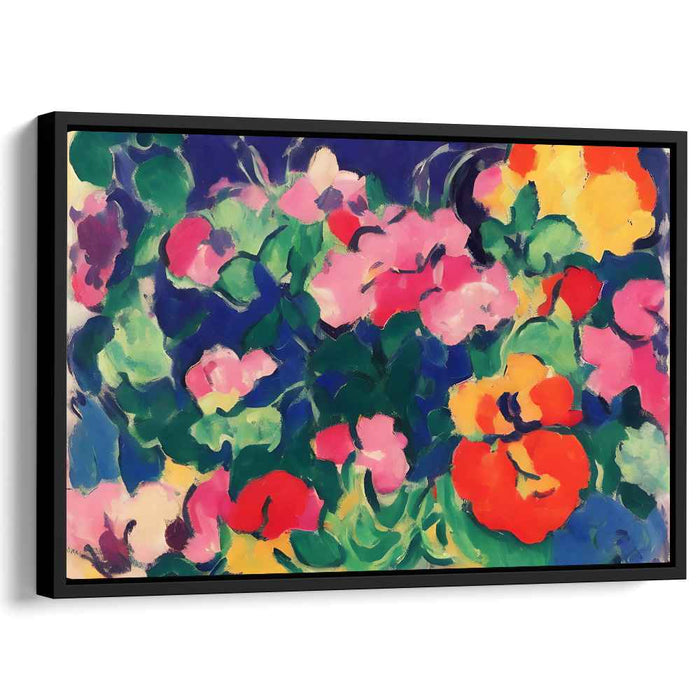 Luminous Wildflower Tapestry: Vibrant Fauvist Garden Canvas Art Print