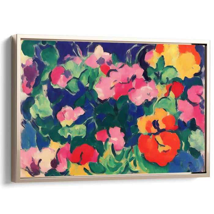 Luminous Wildflower Tapestry: Vibrant Fauvist Garden Canvas Art Print