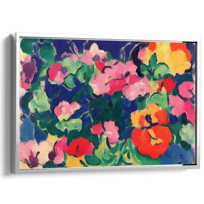 Luminous Wildflower Tapestry: Vibrant Fauvist Garden Canvas Art Print