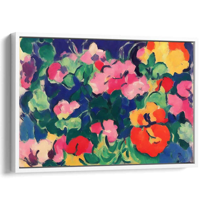 Luminous Wildflower Tapestry: Vibrant Fauvist Garden Canvas Art Print