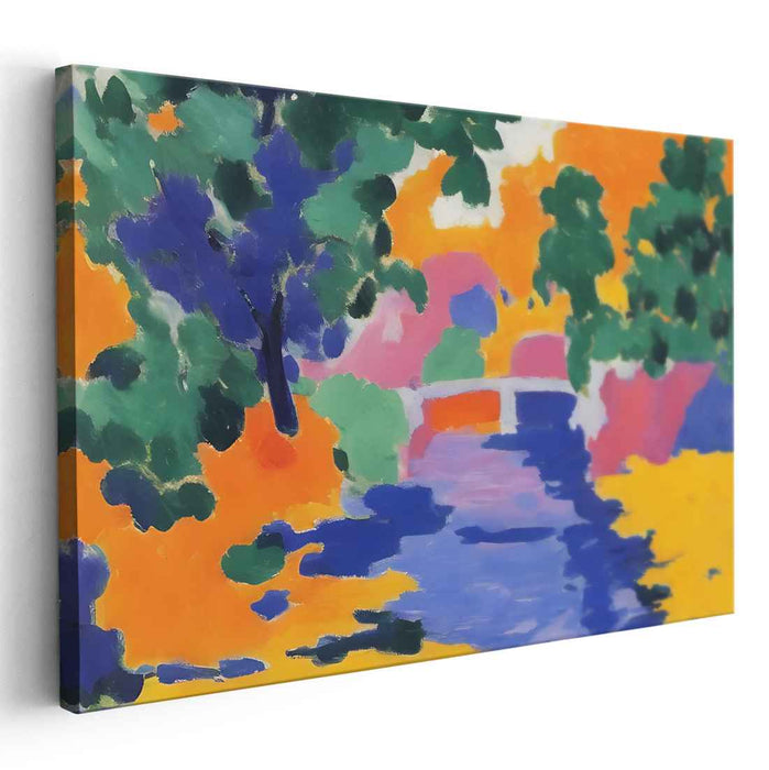 Radiant Bridge: Fauvist Expression in Vibrant Hues Canvas Art Print