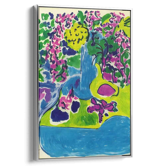 Vivid Waterfall Symphony: Abstract Fauvist Waterfall Canvas Art Print