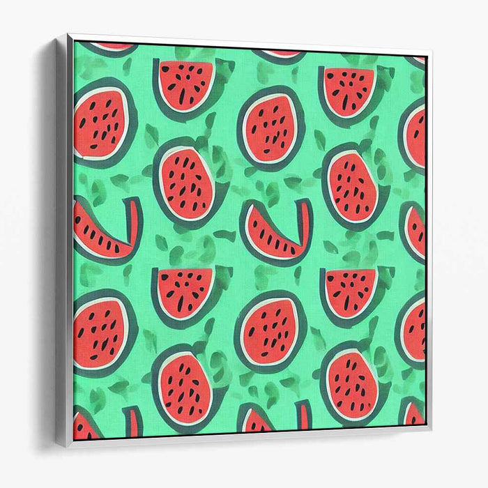 Melon Popsicle Delight: Playful Watermelon Pop Art Canvas Print