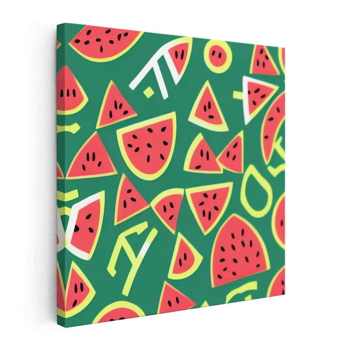 Juicy Summer Splash: Playful Watermelon Canvas Art Print