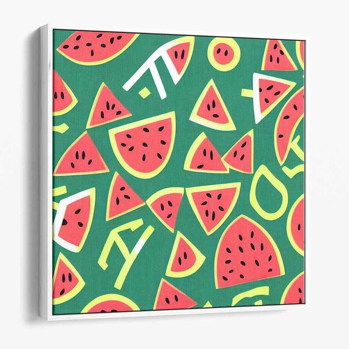 Juicy Summer Splash: Playful Watermelon Canvas Art Print