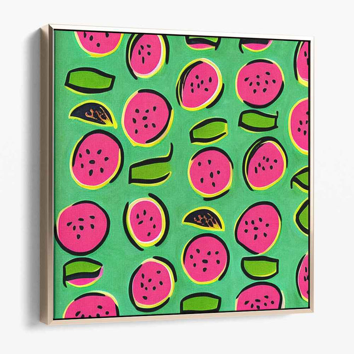 Juicy Melon Madness: Vibrant Watermelon Pop Art Canvas Print