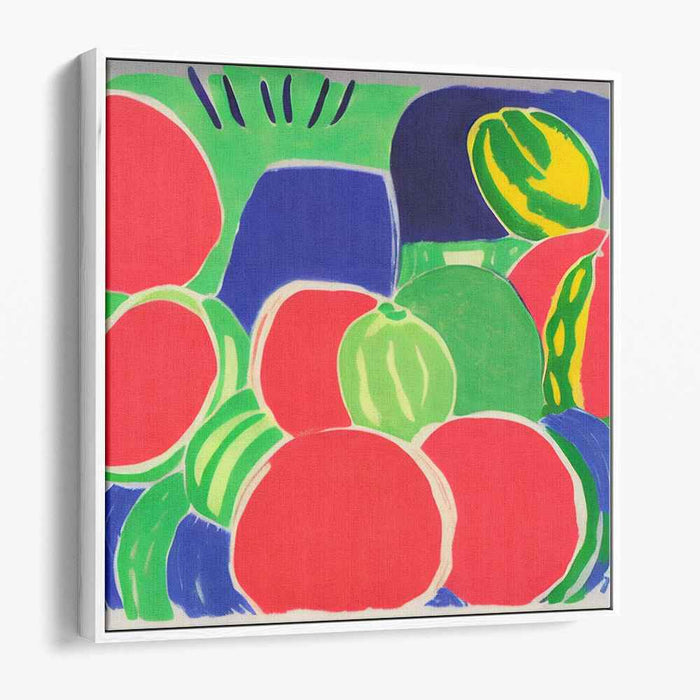 Vibrant Juicy Splash: Bold Colorblock Fruits Canvas Art Print