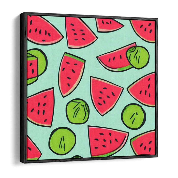 Fruitful Playfulness: Playful Watermelon and Kiwi Pop Art Canvas Print