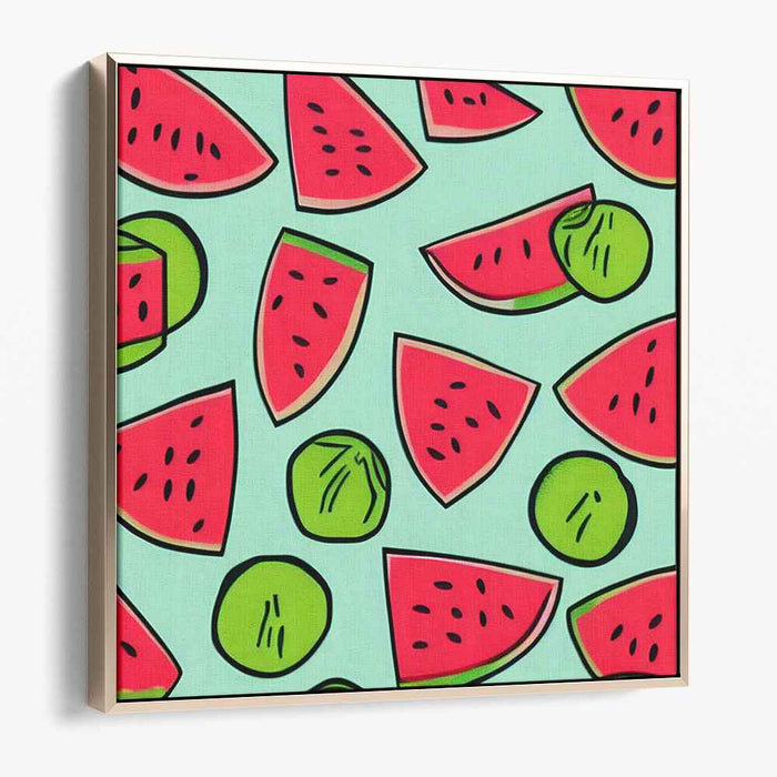 Fruitful Playfulness: Playful Watermelon and Kiwi Pop Art Canvas Print