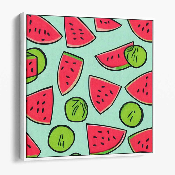 Fruitful Playfulness: Playful Watermelon and Kiwi Pop Art Canvas Print