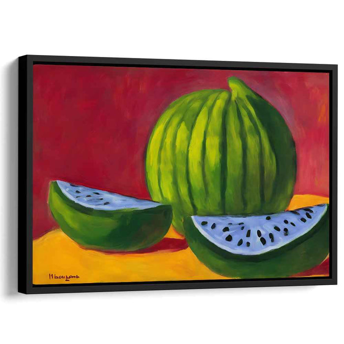 Juicy Still Life Melon: Expressive Watermelon Still Life Canvas Art