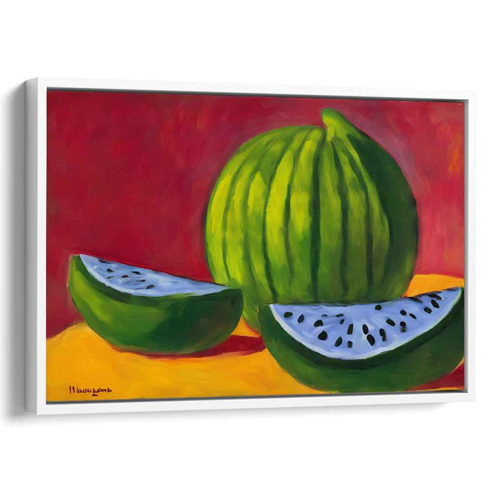 Juicy Still Life Melon: Expressive Watermelon Still Life Canvas Art