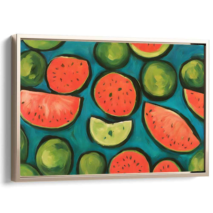 Crimson Slice Serenade: Vibrant Watermelon Canvas Art Print