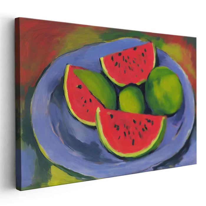 Tangy Temptation: Luscious Watermelon and Citrus Still Life Canvas Art