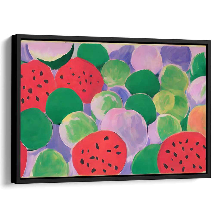 Fruit Symphony Splash: Colorful Watermelon and Grape Still Life Canvas Art