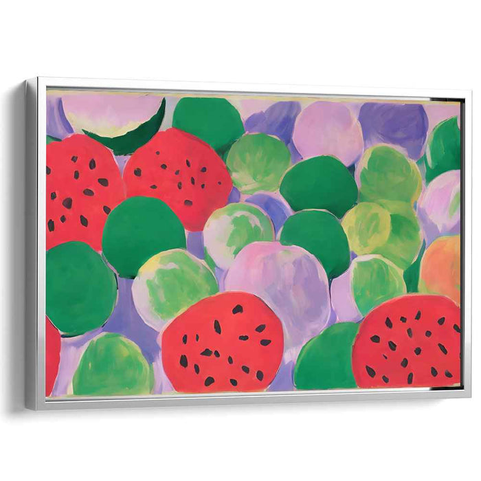 Fruit Symphony Splash: Colorful Watermelon and Grape Still Life Canvas Art