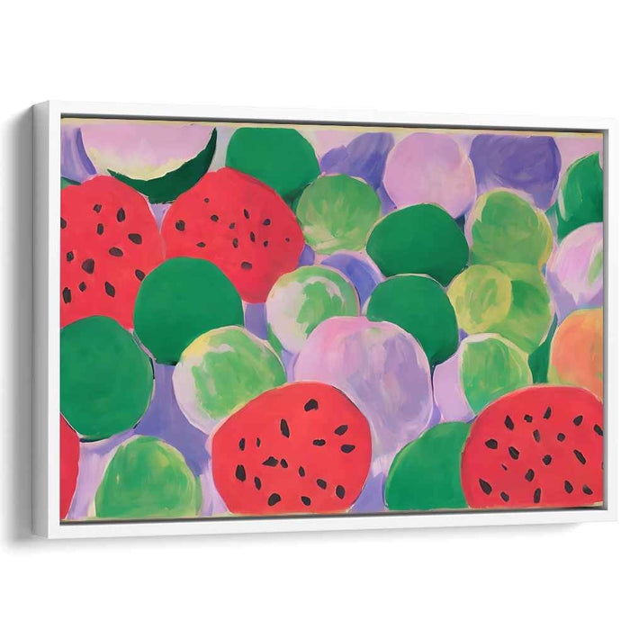 Fruit Symphony Splash: Colorful Watermelon and Grape Still Life Canvas Art