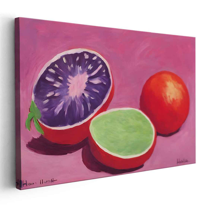 Vivid Citrus Delights: Pop Art Inspired Still Life Canvas Art Print
