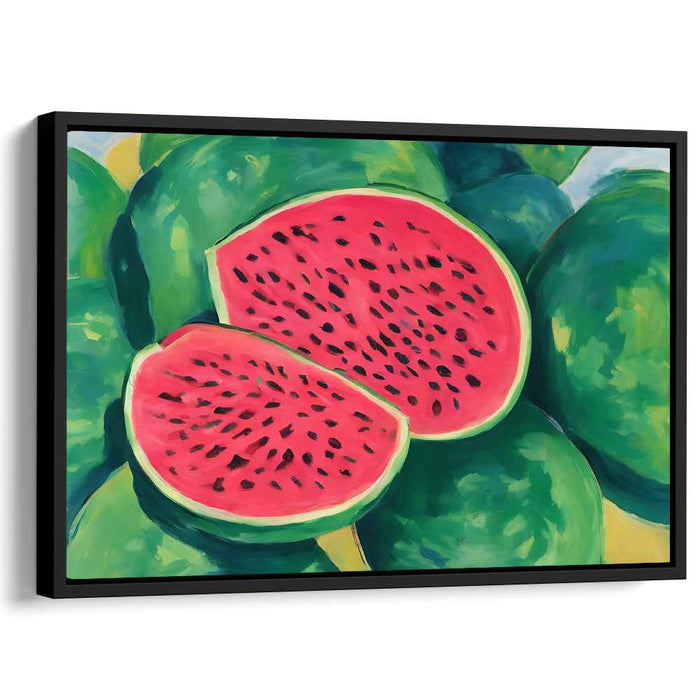Juicy Still Life: Vibrant Watermelon Still Life Canvas Art Print