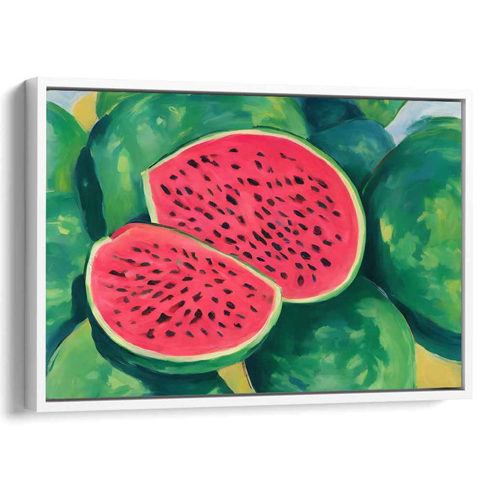 Juicy Still Life: Vibrant Watermelon Still Life Canvas Art Print