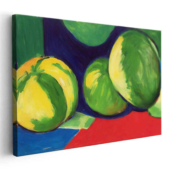 Vibrant Harvest Tones: Bold Fauvist Melons Canvas Art Print