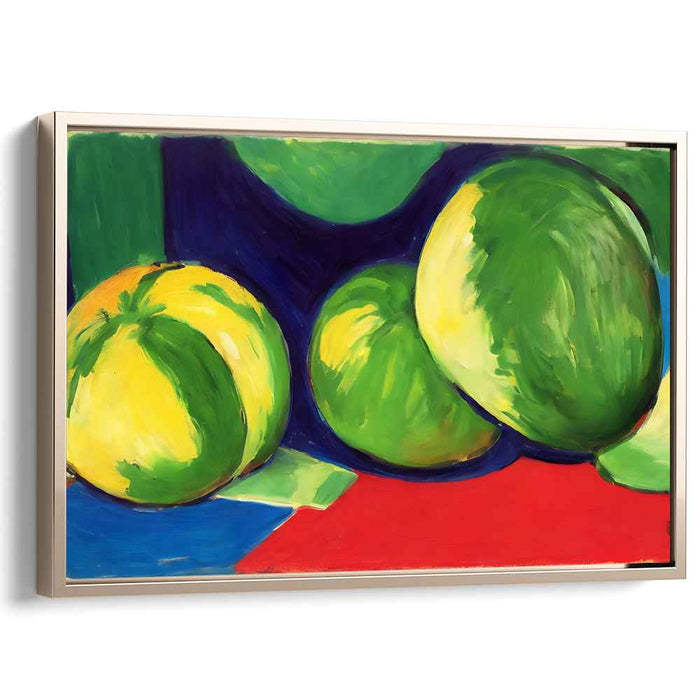 Vibrant Harvest Tones: Bold Fauvist Melons Canvas Art Print