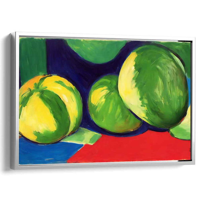 Vibrant Harvest Tones: Bold Fauvist Melons Canvas Art Print