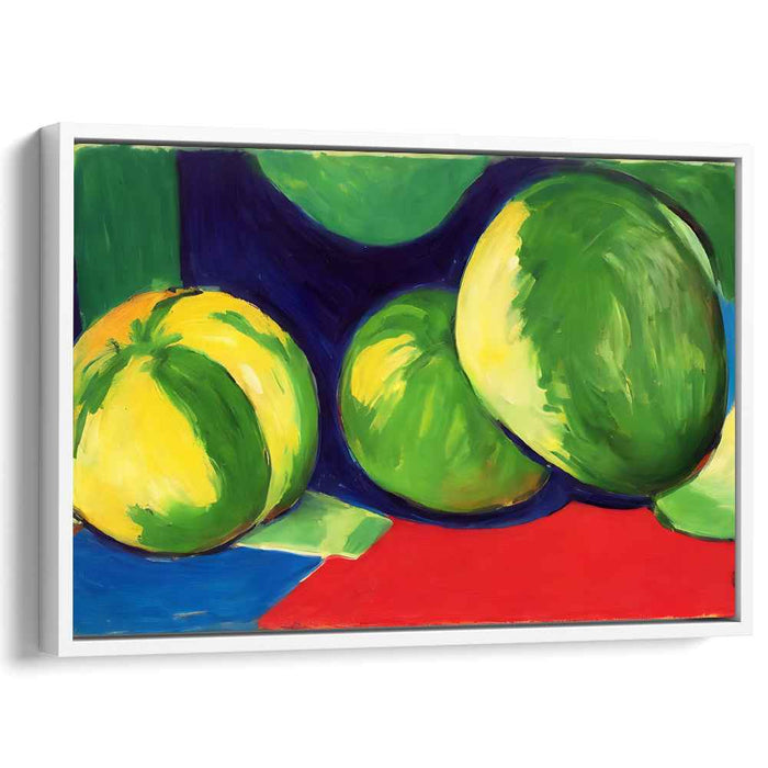Vibrant Harvest Tones: Bold Fauvist Melons Canvas Art Print