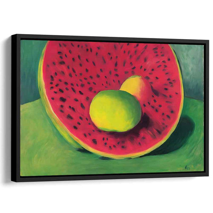 Whimsical Citrus Refreshment: Bold Watermelon and Lime Canvas Art Print