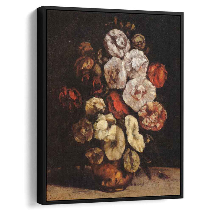 Hollyhocks in a Copper Bowl (1872) by Gustave Courbet