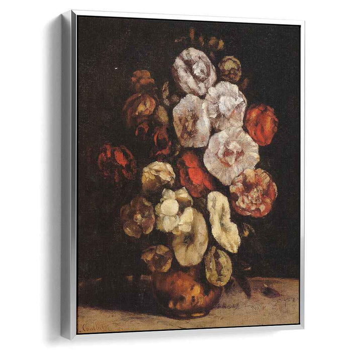 Hollyhocks in a Copper Bowl (1872) by Gustave Courbet