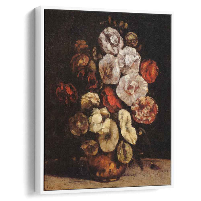 Hollyhocks in a Copper Bowl (1872) by Gustave Courbet