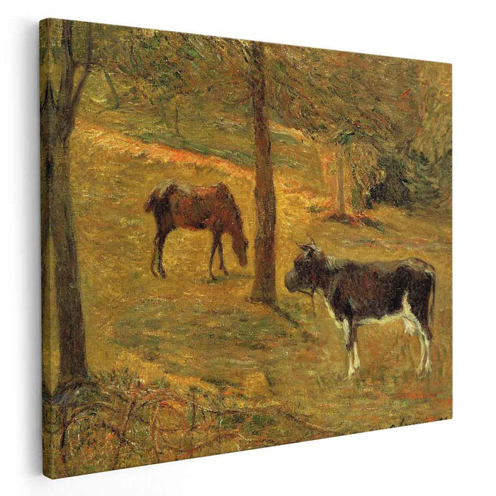 Horse and Cow in a Meadow (1885) by Paul Gauguin