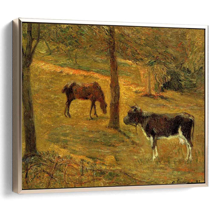 Horse and Cow in a Meadow (1885) by Paul Gauguin