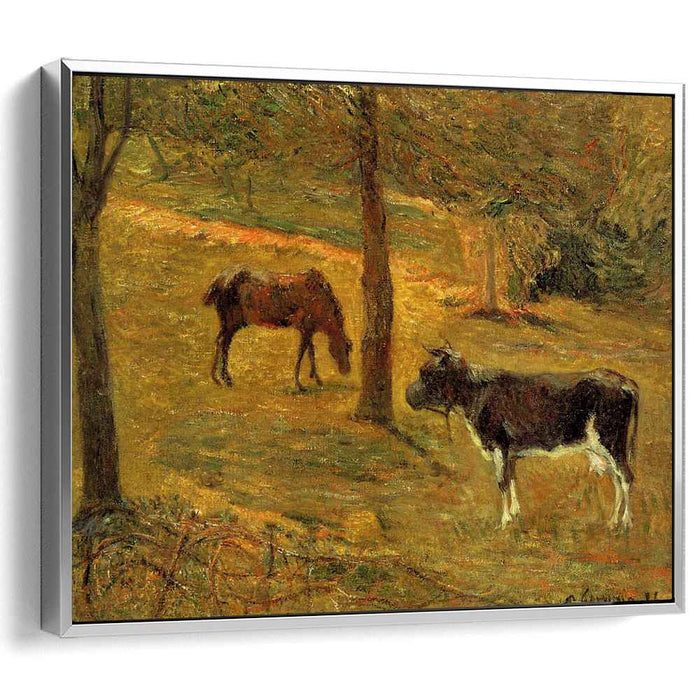 Horse and Cow in a Meadow (1885) by Paul Gauguin