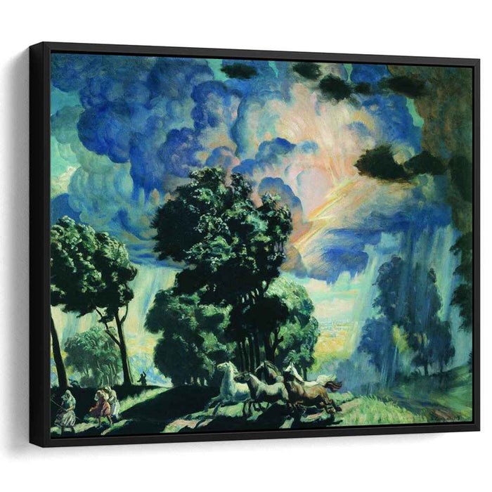 Horses in the storm (1918) by Boris Kustodiev