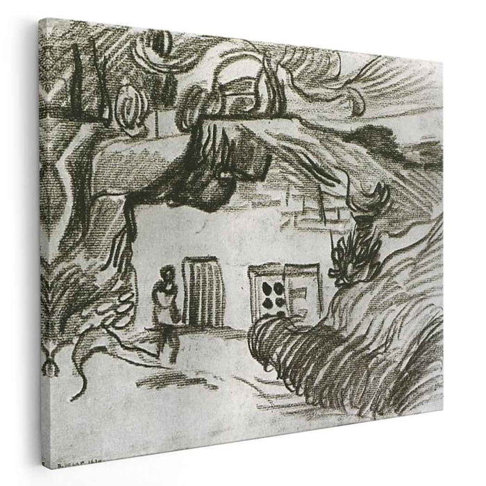 Houses among Trees with a Figure (1890) by Vincent van Gogh