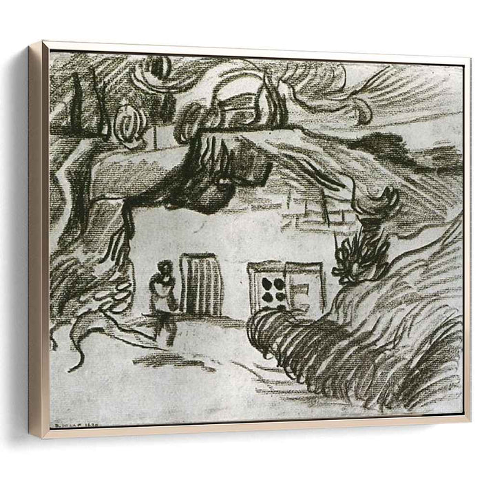 Houses among Trees with a Figure (1890) by Vincent van Gogh